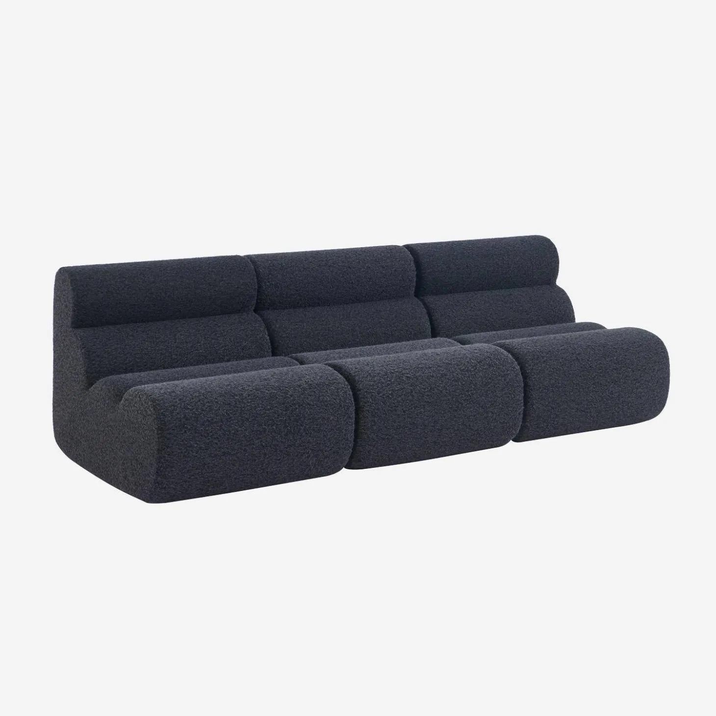 Sofá modular em tecido efeito alpaca, 3 lugares