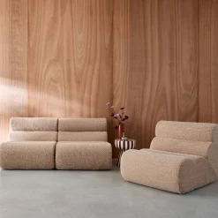 Sofá modular em tecido efeito alpaca, 3 lugares