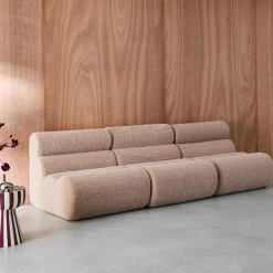Sofá modular em tecido efeito alpaca, 3 lugares