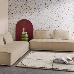 Sofá modular em tecido liso, 4 lugares