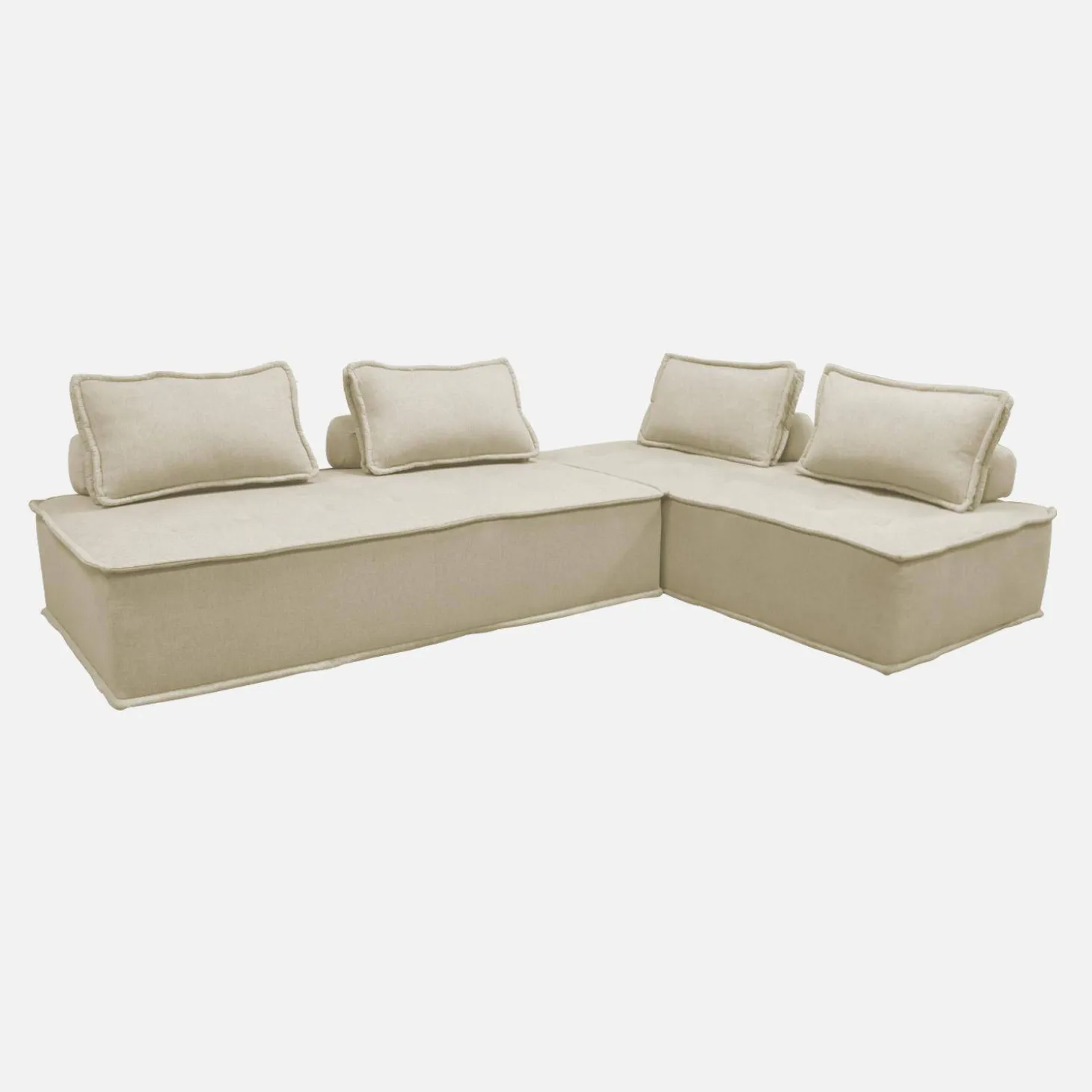 Sofá modular em tecido liso, 4 lugares