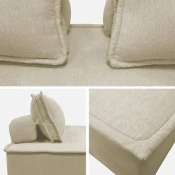 Sofá modular em tecido liso, 4 lugares