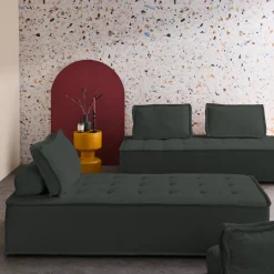 Sofá modular em tecido liso, 4 lugares