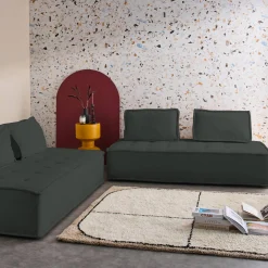 Sofá modular em tecido liso, 4 lugares