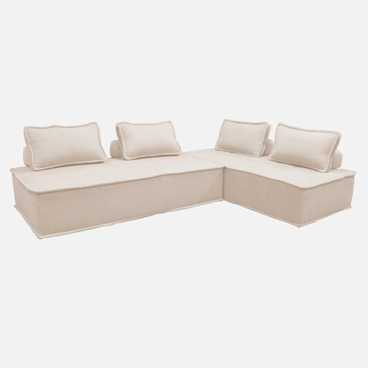 Sofá modular em tecido liso, 4 lugares