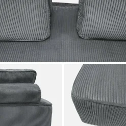 Sofá modular em tecido veludo canelado de 2 lugares