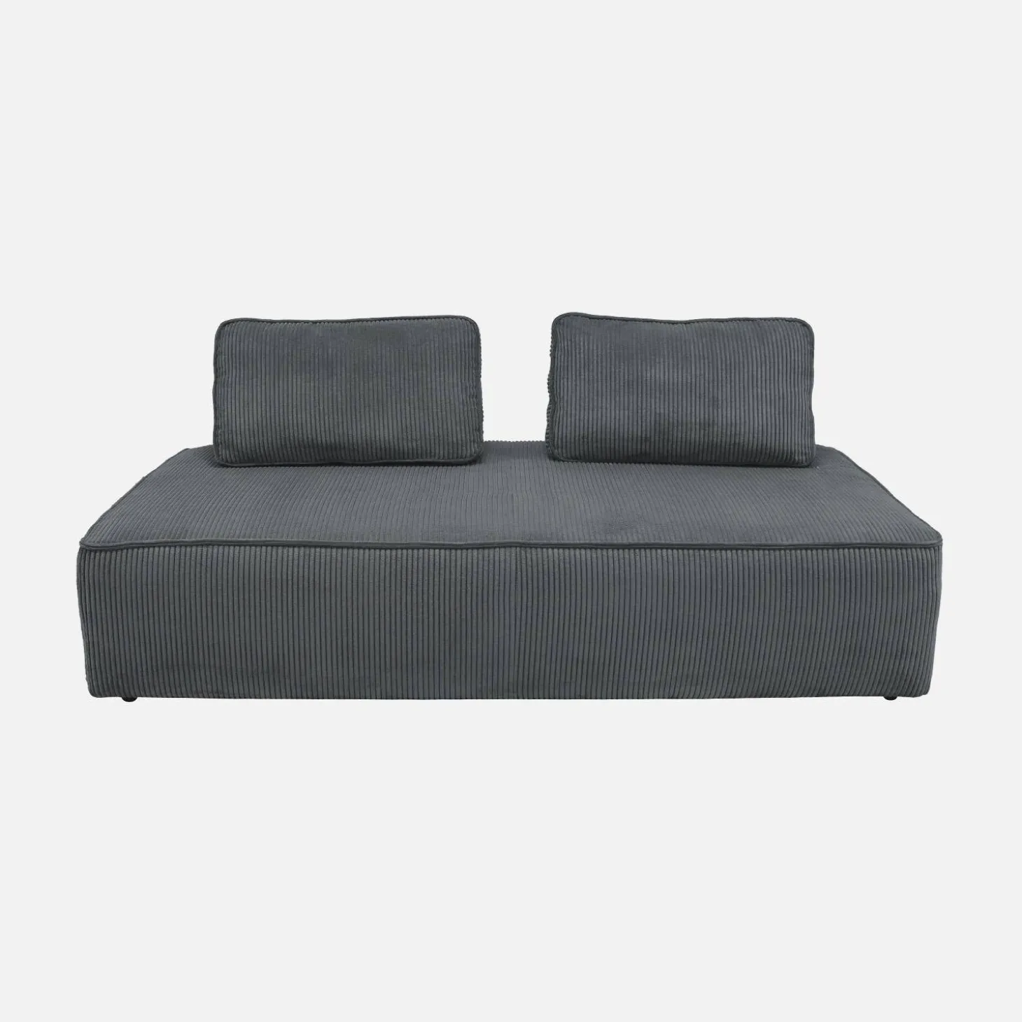 Sofá modular em tecido veludo canelado de 2 lugares