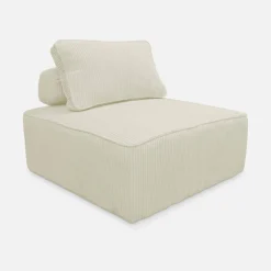 Sofá modular em tecido veludo canelado de 3 lugares