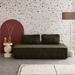 Sofá modular em tecido veludo canelado de 2 lugares