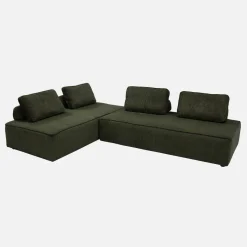 Sofá modular em tecido veludo canelado de 2 lugares