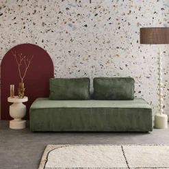 Sofá modular em tecido veludo canelado de 2 lugares