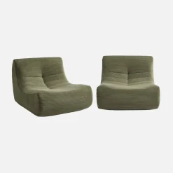 Sofá modular em tecido veludo canelado, 2 lugares