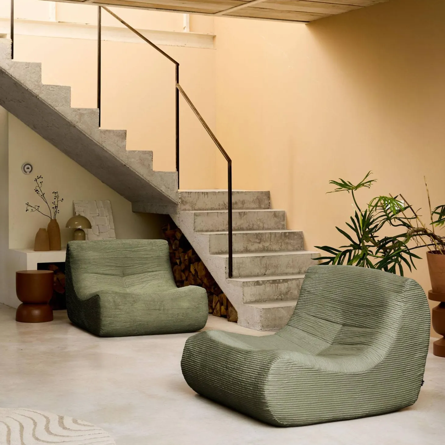 Sofá modular em tecido veludo canelado, 2 lugares