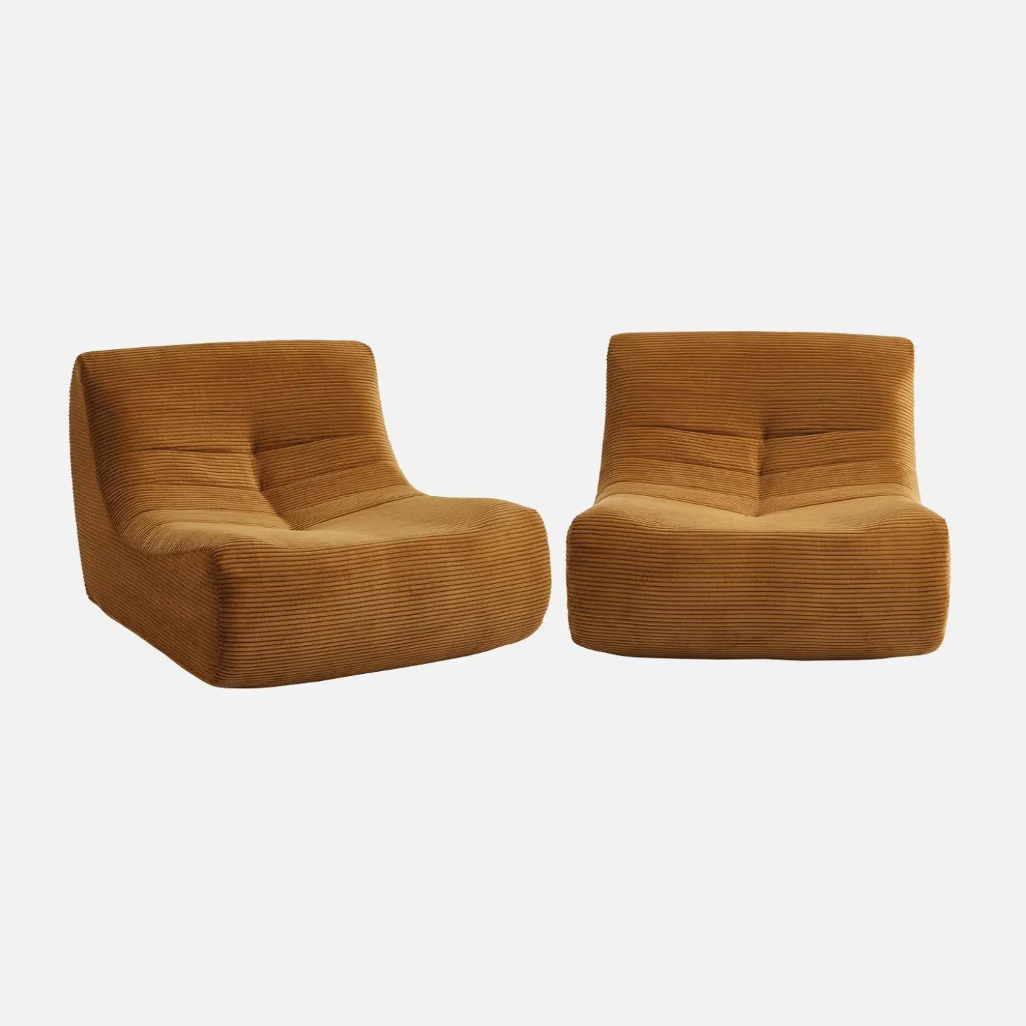 Sofá modular em tecido veludo canelado, 2 lugares