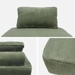 Sofá modular em tecido veludo canelado de 3 lugares