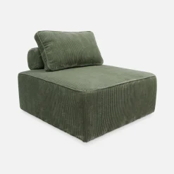 Sofá modular em tecido veludo canelado de 3 lugares