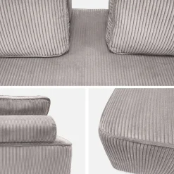 Sofá modular em tecido veludo canelado de 3 lugares
