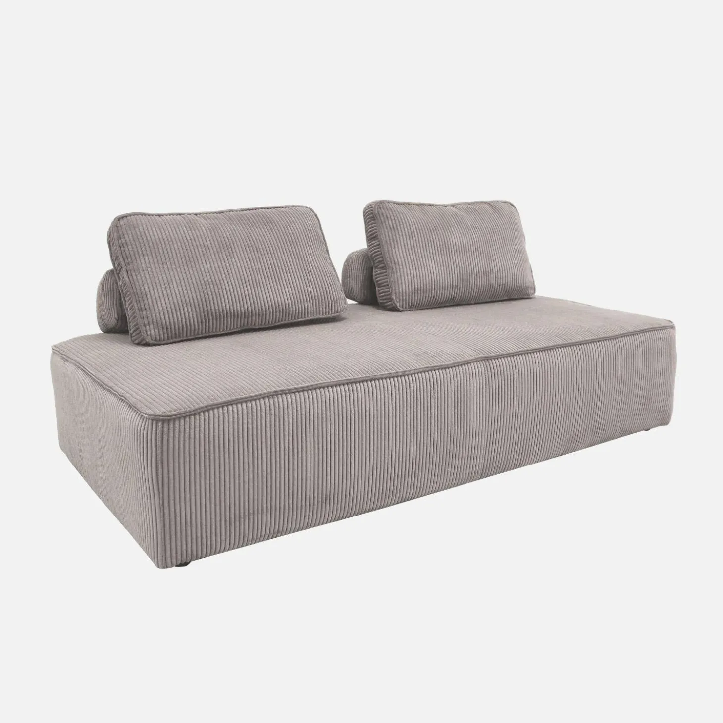 Sofá modular em tecido veludo canelado de 3 lugares