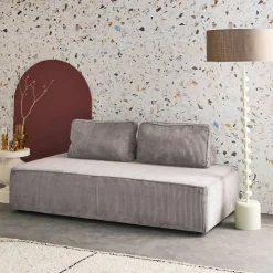 Sofá modular em tecido veludo canelado de 2 lugares