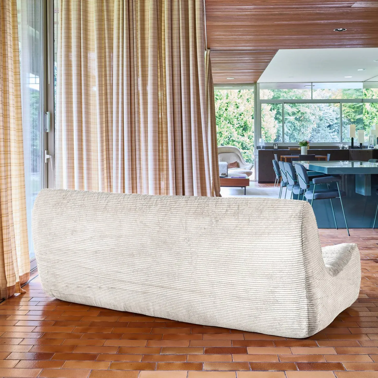 Sofá modular em veludo canelado, 3 lugares