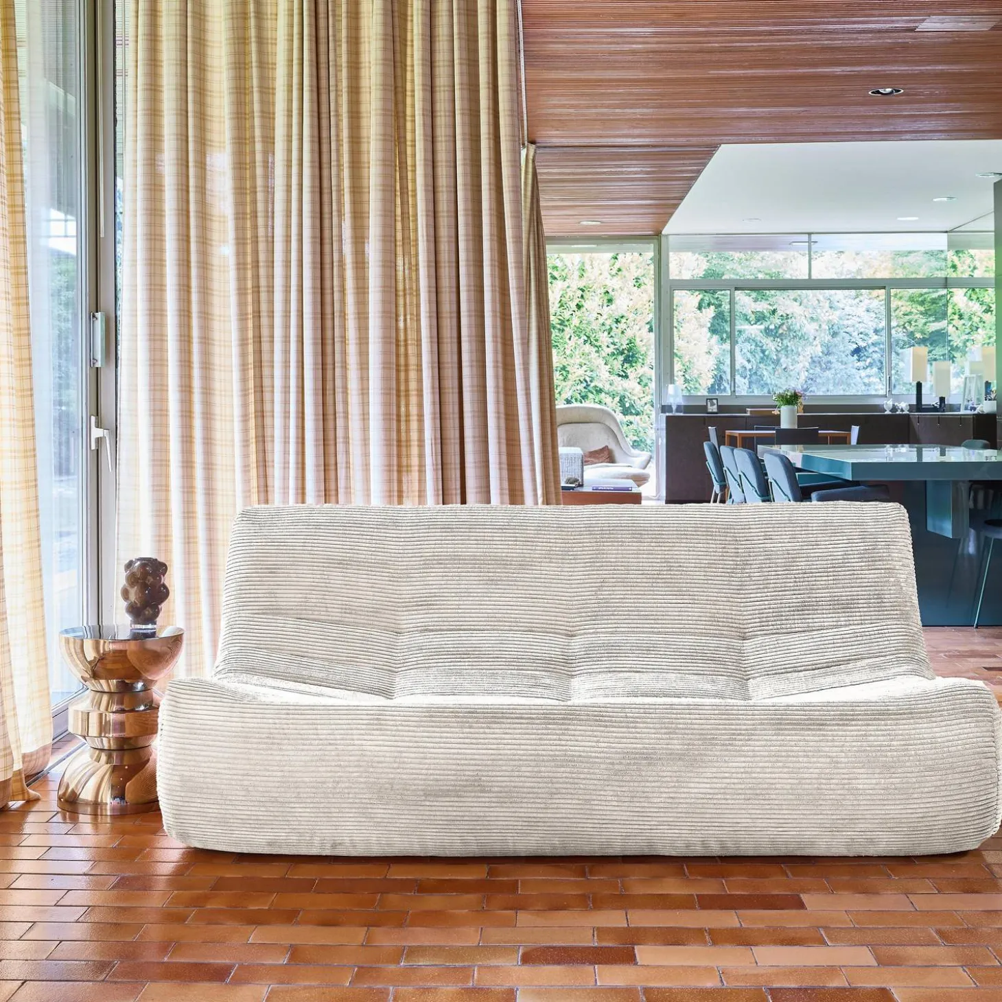 Sofá modular em veludo canelado, 3 lugares