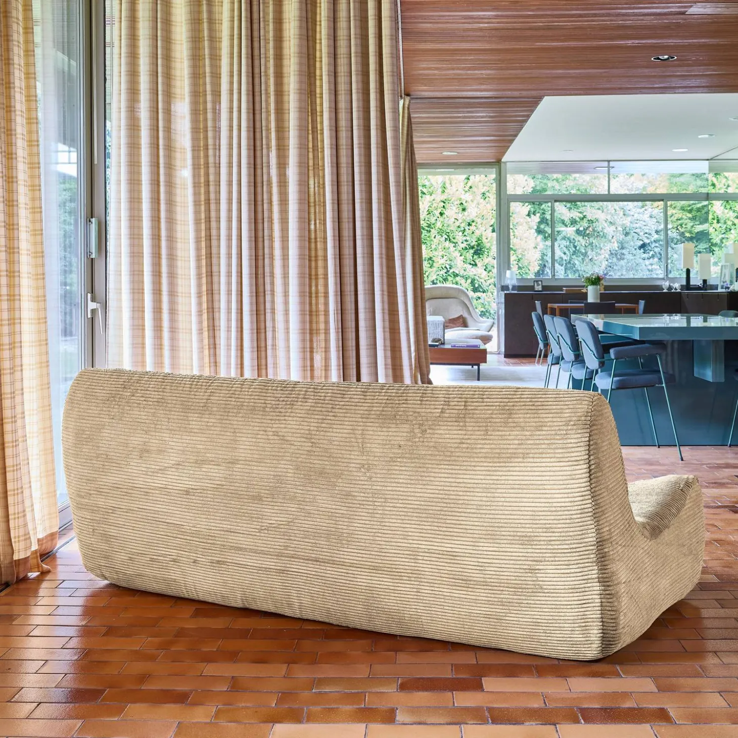 Sofá modular em veludo canelado, 3 lugares