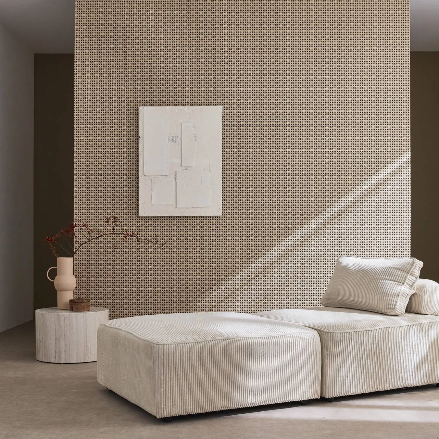 Sofá modular em veludo canelado, 2 lugares