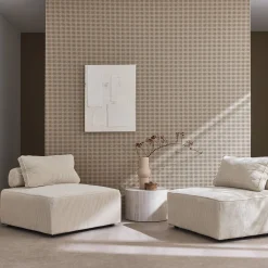 Sofá modular em veludo canelado, 2 lugares