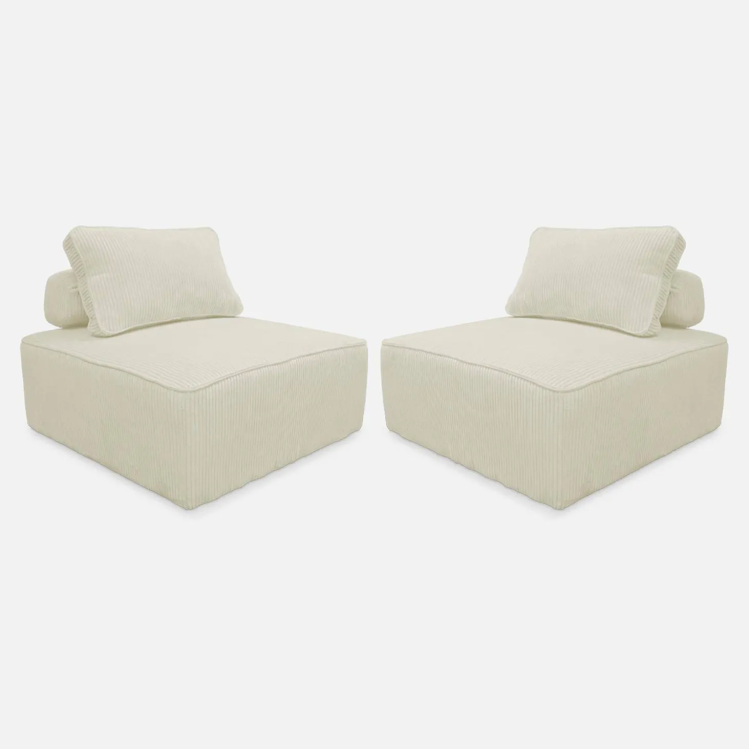 Sofá modular em veludo canelado, 2 lugares