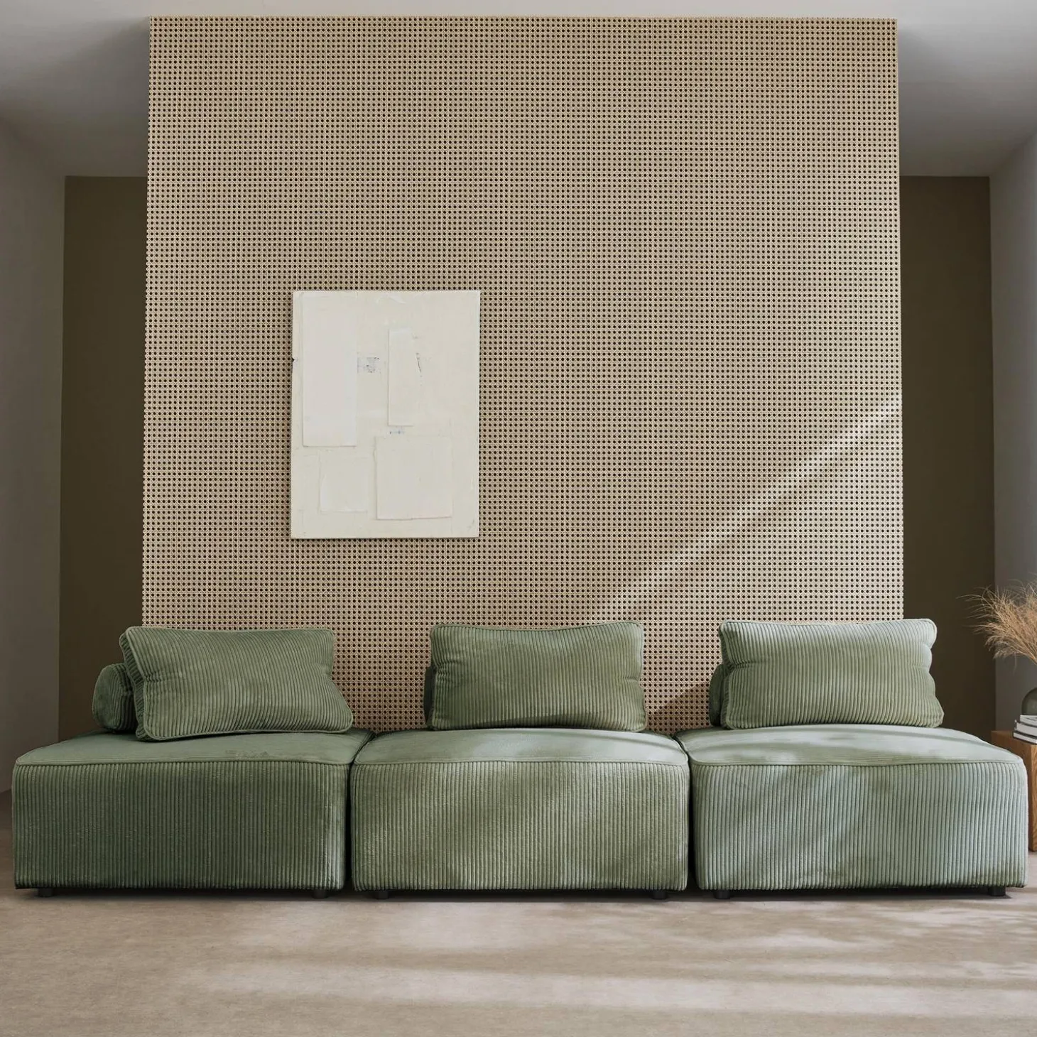 Sofá modular em veludo canelado, 3 lugares