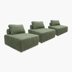 Sofá modular em veludo canelado, 3 lugares