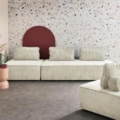 Sofá modular em veludo canelado, 4 lugares