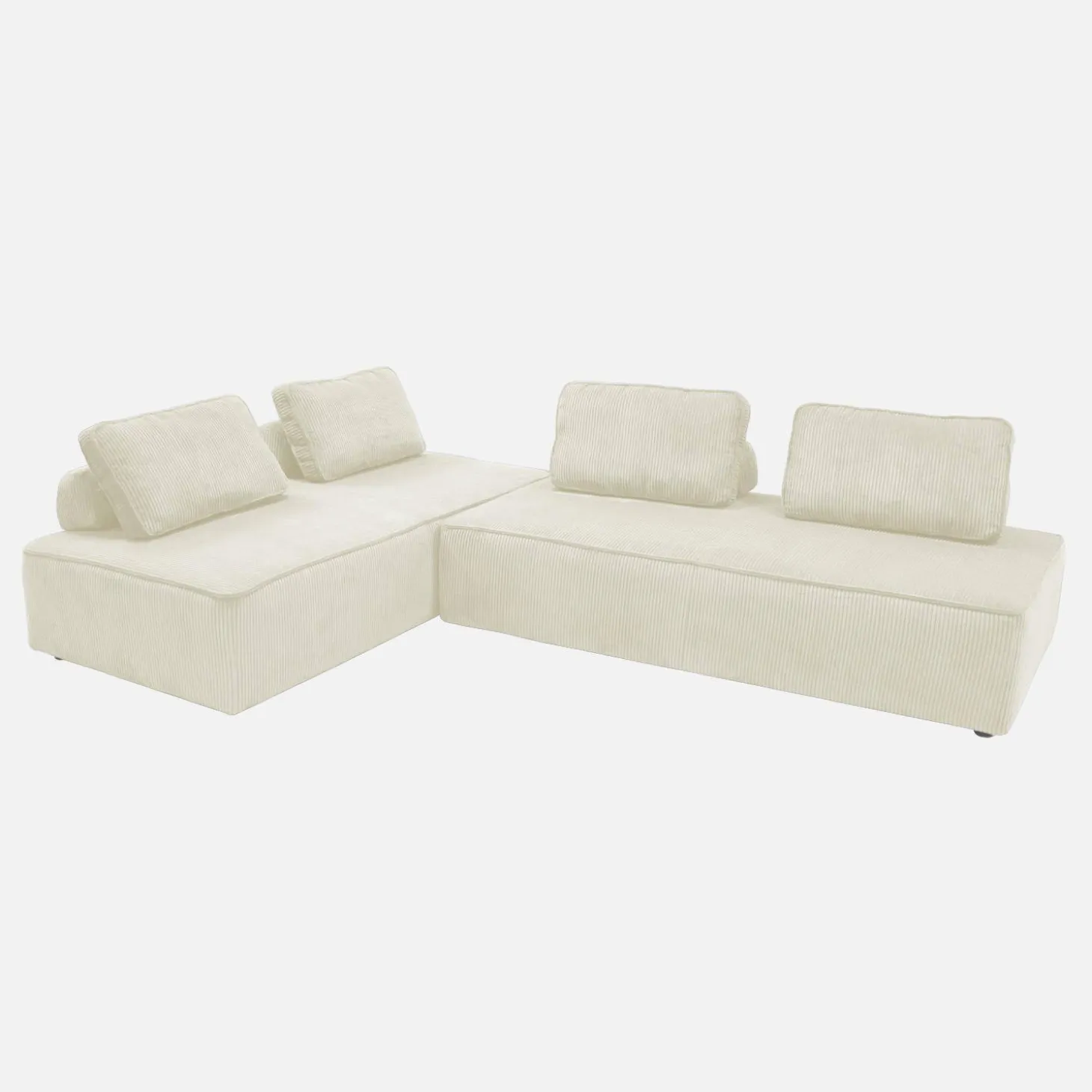 Sofá modular em veludo canelado, 4 lugares