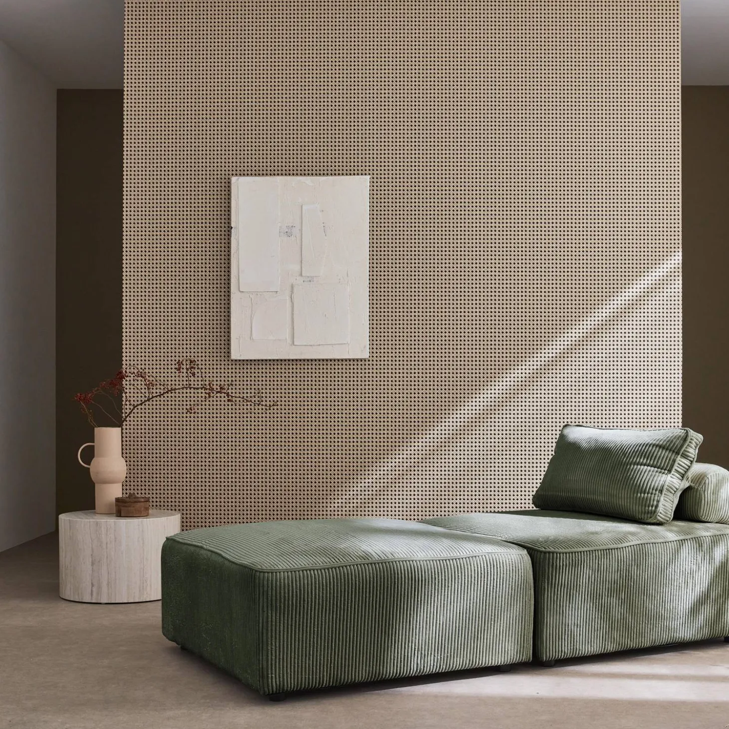 Sofá modular em veludo canelado, 2 lugares