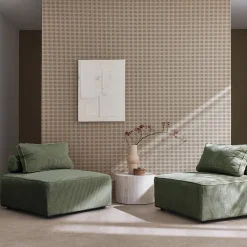 Sofá modular em veludo canelado, 2 lugares