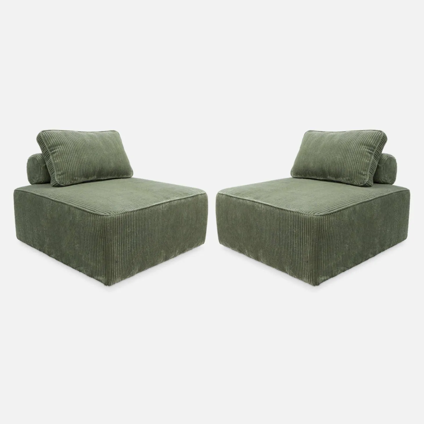 Sofá modular em veludo canelado, 2 lugares