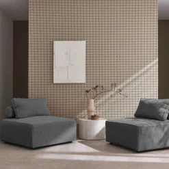 Sofá modular em veludo canelado, 2 lugares