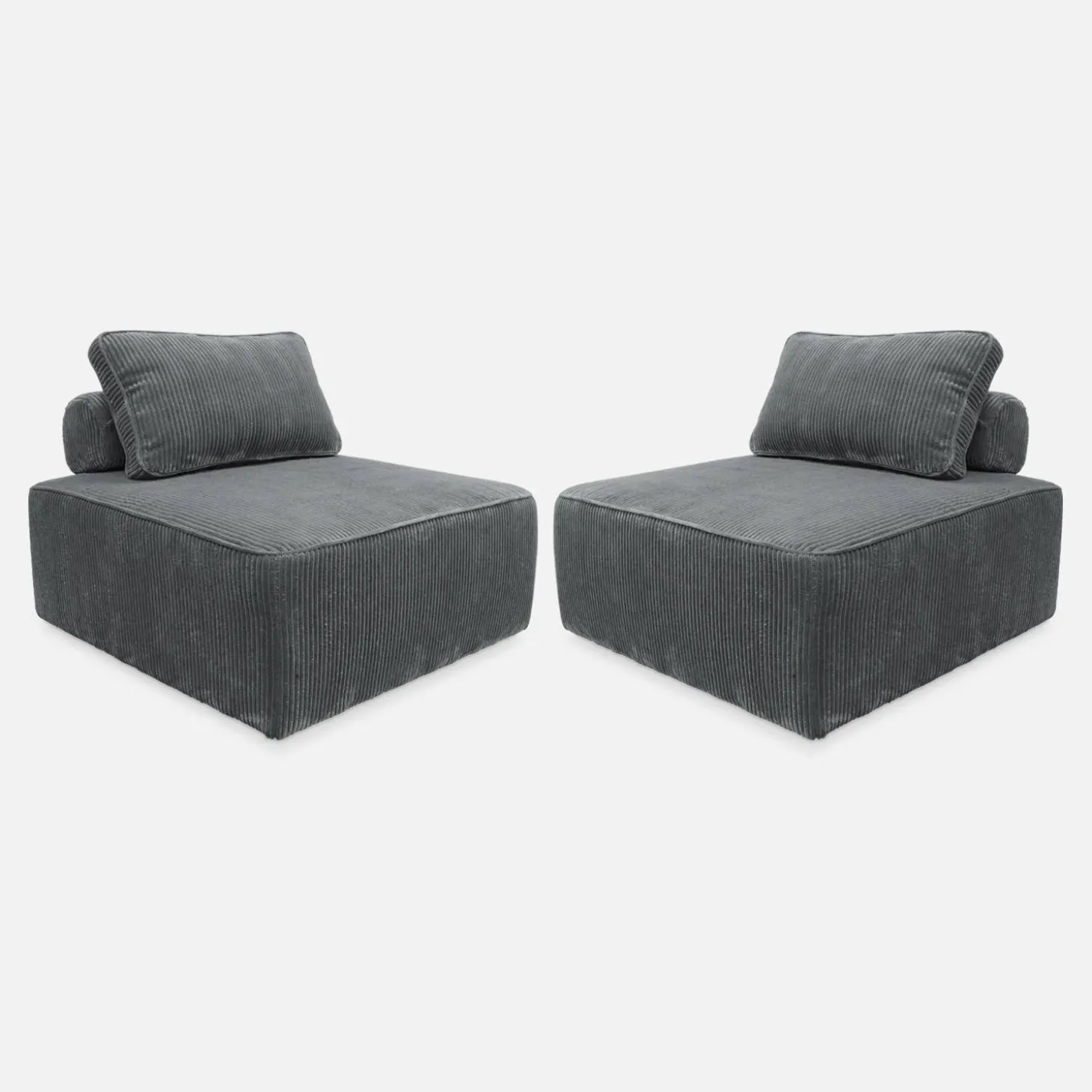 Sofá modular em veludo canelado, 2 lugares
