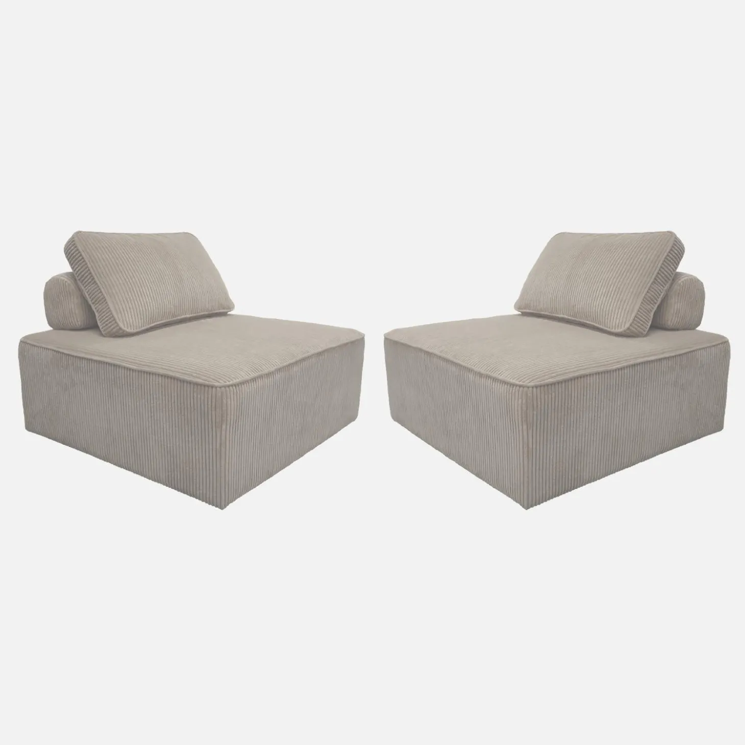 Sofá modular em veludo canelado, 2 lugares