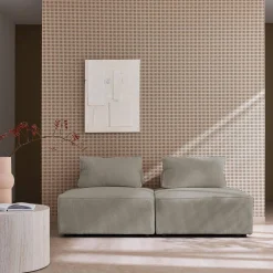 Sofá modular em veludo canelado, 2 lugares
