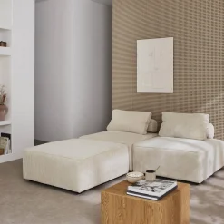 Sofá modular em veludo canelado, 3 lugares