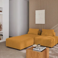Sofá modular em veludo canelado, 3 lugares
