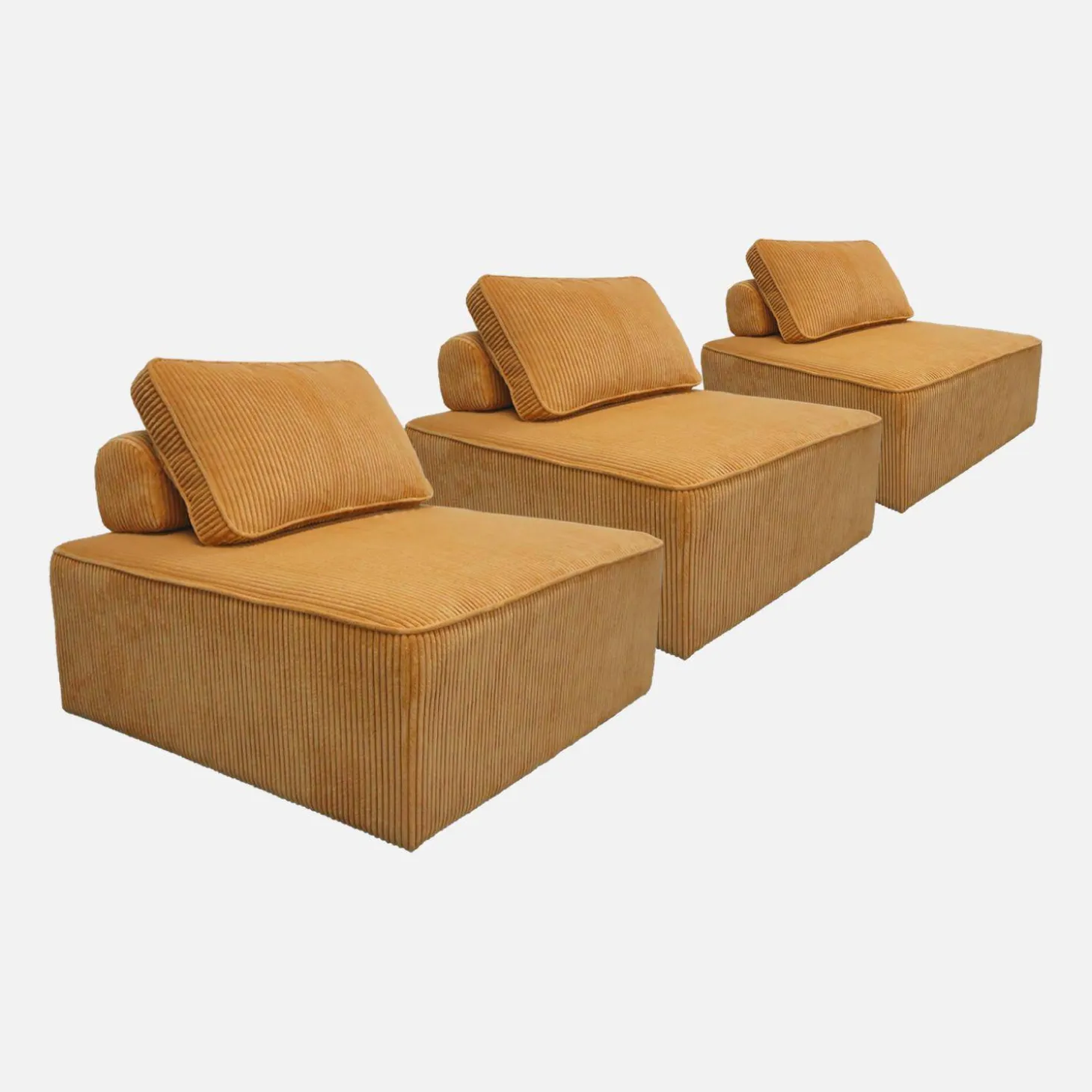 Sofá modular em veludo canelado, 3 lugares