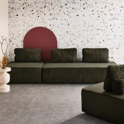 Sofá modular em veludo canelado, 4 lugares