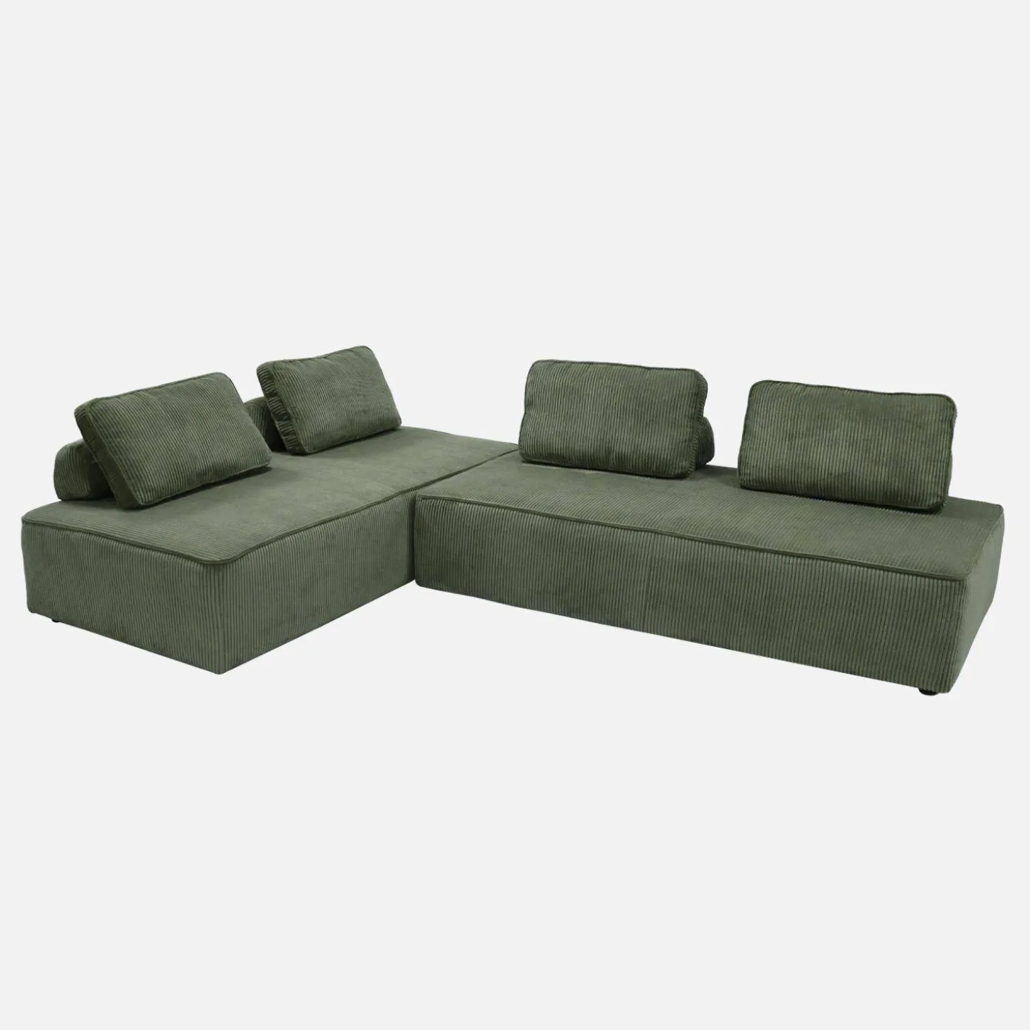 Sofá modular em veludo canelado, 4 lugares