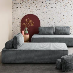 Sofá modular em veludo canelado, 4 lugares