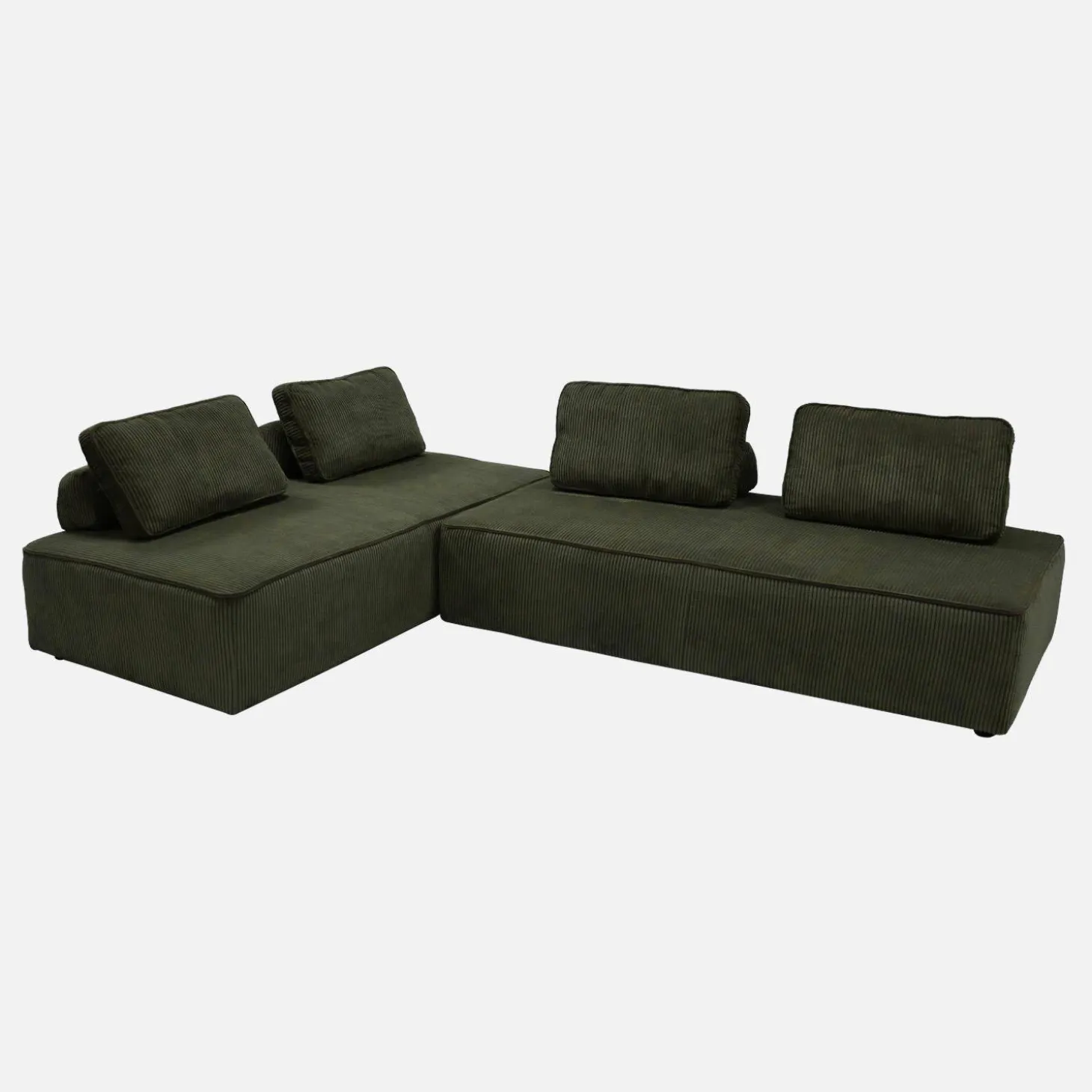 Sofá modular em veludo canelado, 4 lugares