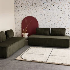 Sofá modular em veludo canelado, 4 lugares