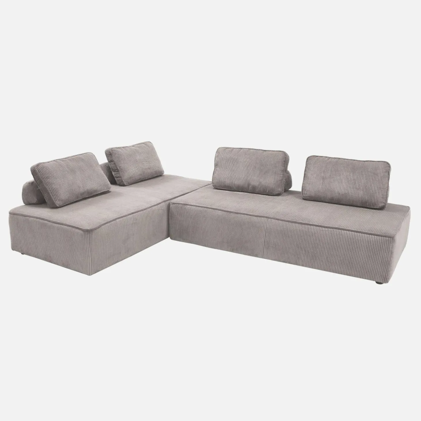 Sofá modular em veludo canelado, 4 lugares