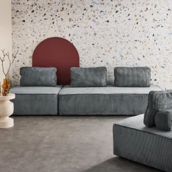 Sofá modular em veludo canelado, 4 lugares